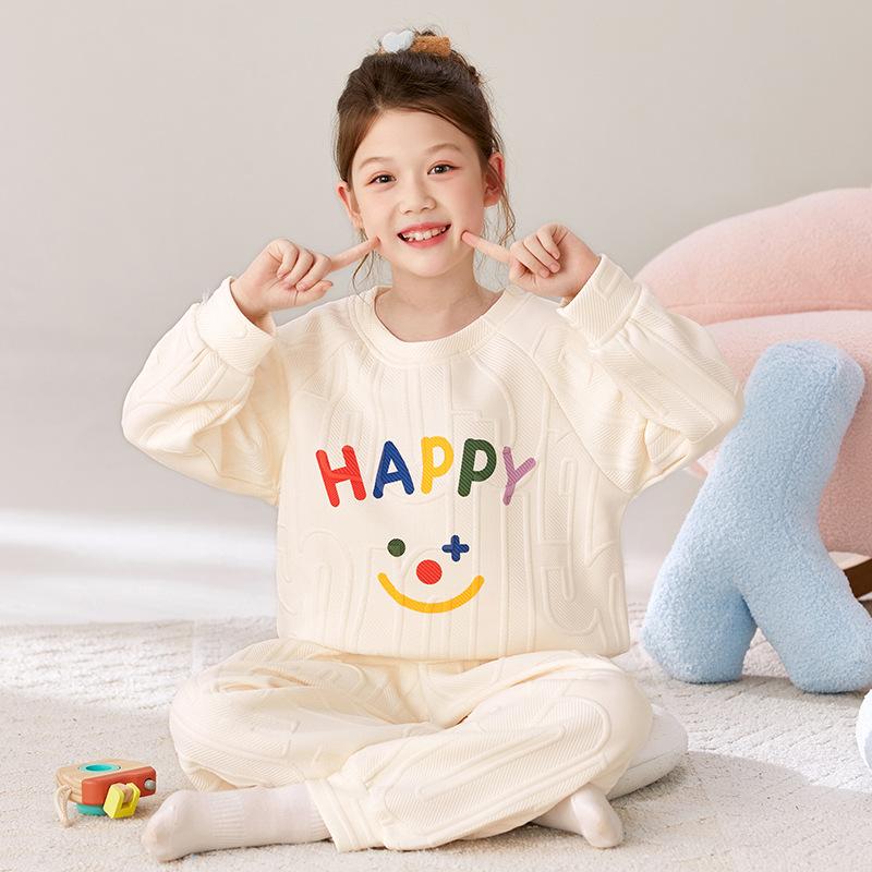 Kinder Flanell Pyjama Set Jungen Mädchen Warm Langarm Oberteil Und Hose Nachtwäsche Winter Haus Nachtwäsche