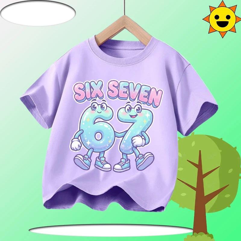 Summer 67 Six Seven Cool Funny Printed T-shirt Kids T-Shirts Fashion Oys Girls Cotton Tee Italian 67 Casual Children Clothes Top