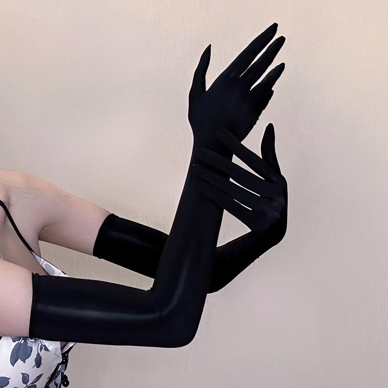 Ultra-thin Fun Seamless Anti-hook Finger Wedding Dress Etiquette Gloves Five-finger Gloves Long Sunscreen Women's Stockings Gloves