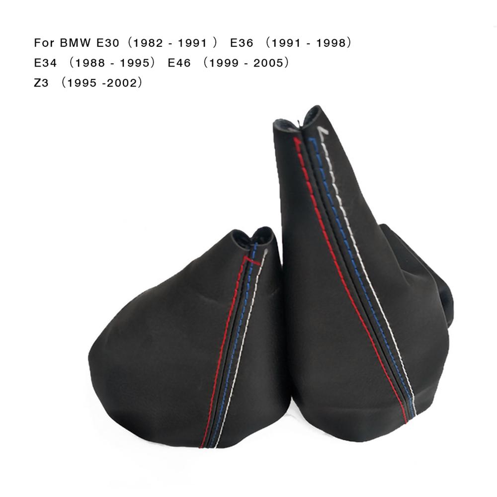 Per BMW Serie 3 E36 E46 E30 E34 M3 Z3 Pelle Nera Accessori M Copri Leva Cambio Manuale Copri Cuffia Freno a Mano