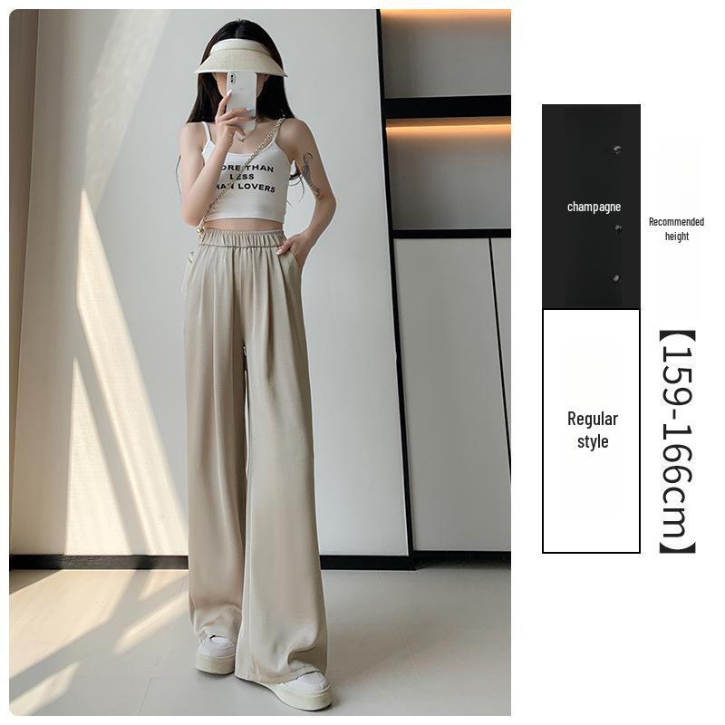 Dámské široké acetátové saténové kalhoty - High-end, ležérní, splývavý styl na léto