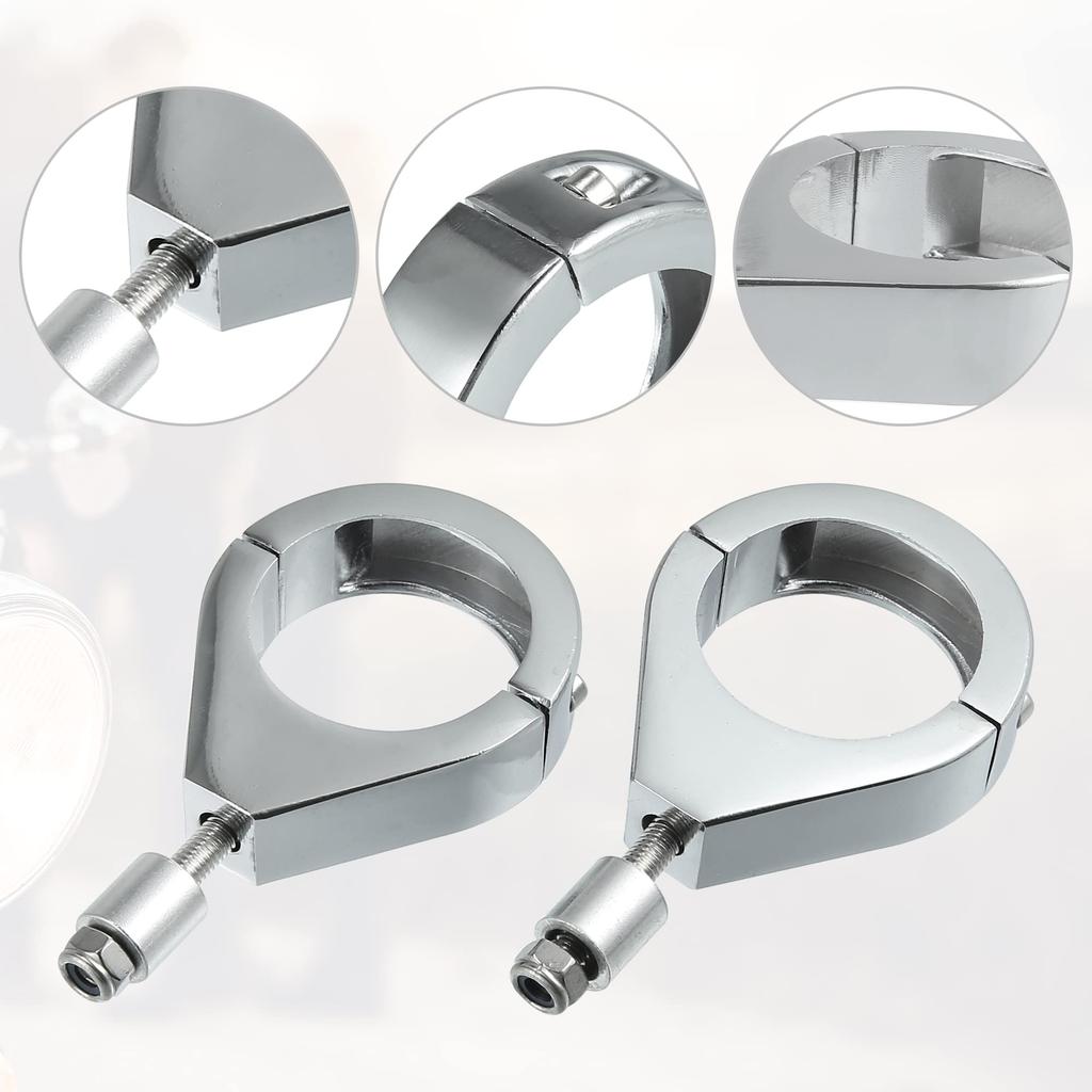 ACROPIX Motorrad Blinker Gabelklemme Kit Universal 41mm Chrom 2 Stück