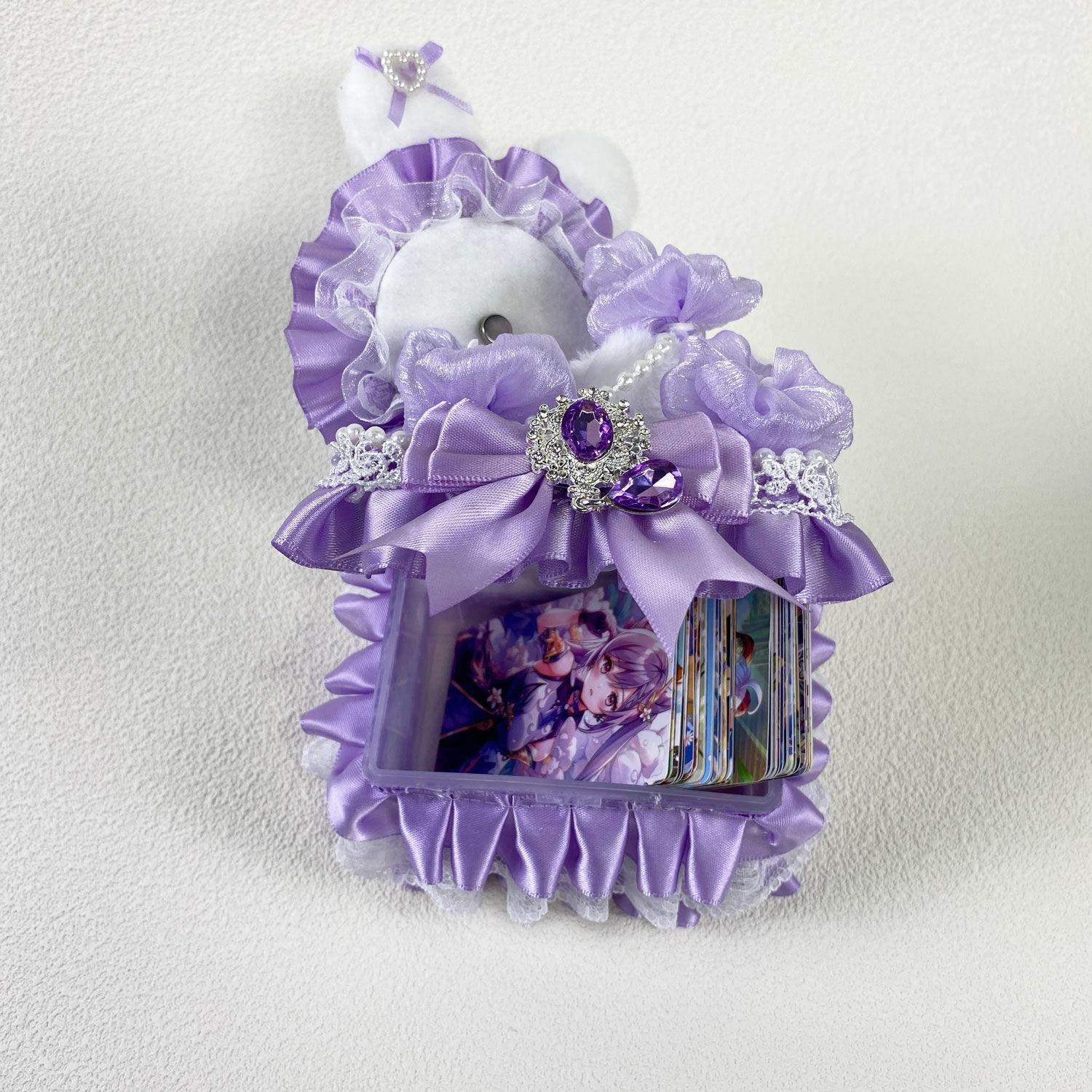 

Fantasy Bunny Decorative Storage Box Handmade 3 Inch Kpop Idol Card Storage Boxes 75mm Badge Holders Original Design Wholesales фиолетовый
