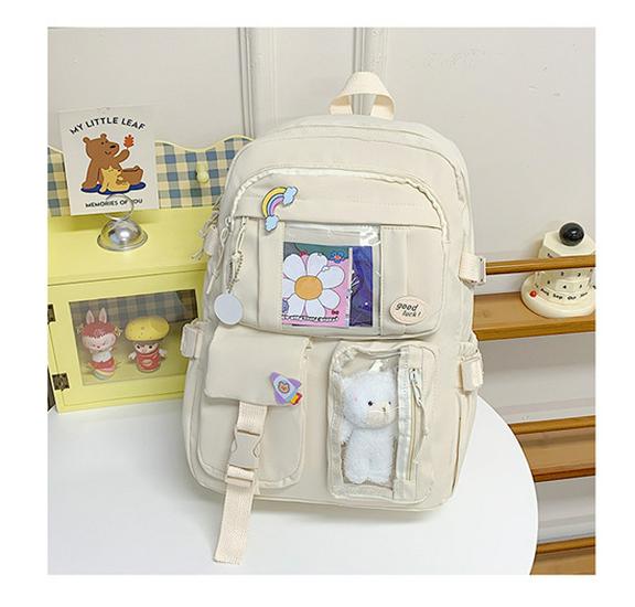 

Large Capacity Korean Style Harajuku Backpack for Students – Versatile Ulzzang Shoulder Bag 29x13x40 cm бежевий