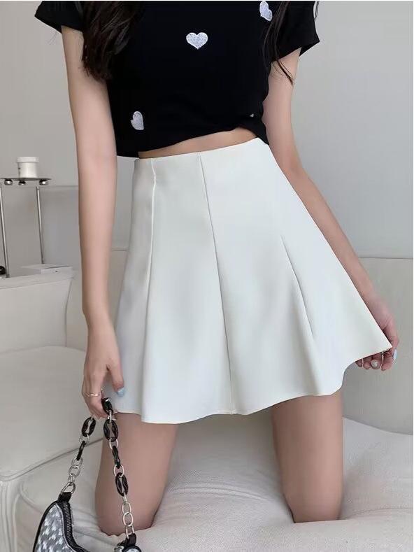 2026 Summer High Waist Black A-line Skirt with Ruffles - Slimming Academy Style for Petite Women