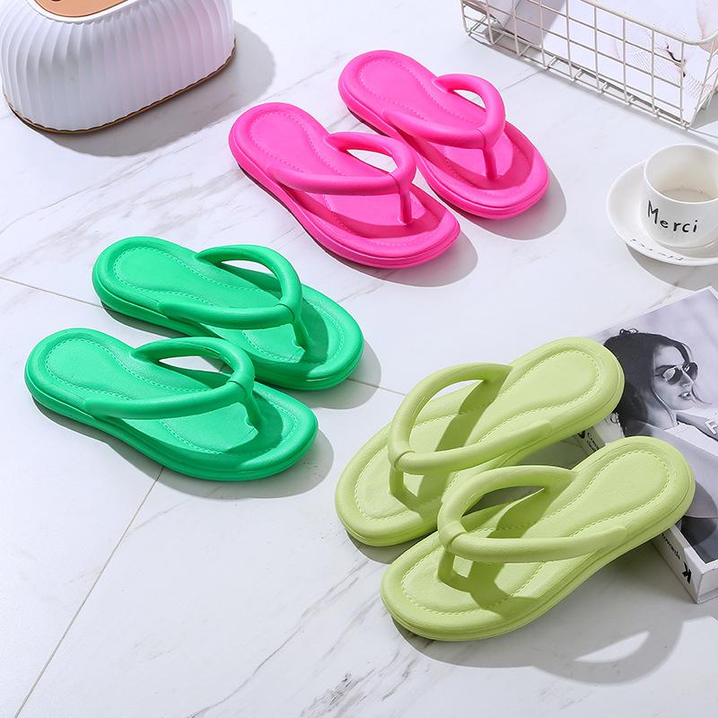 Women Spring Solid Color Soft Slope Outdoor Flip Flops Home Slippers Summer Casual Thick Flat Bottom Anti Slip Beach Sandals Shoes 36-41