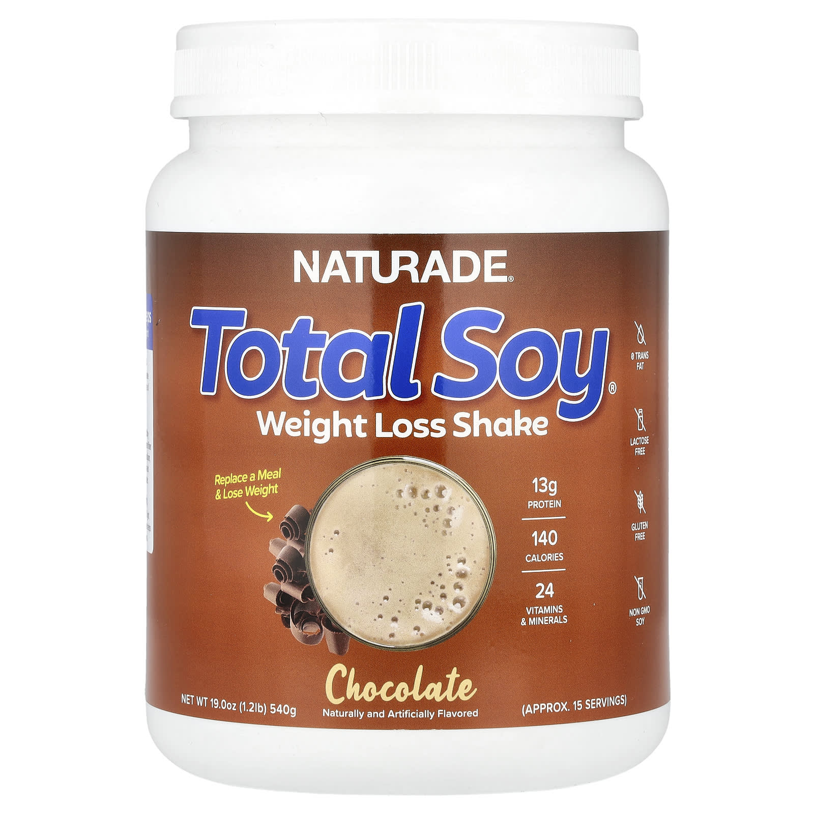 

Naturade, Total Soy, Weight Loss Shake, Chocolate, 1.2 lbs (540 g)