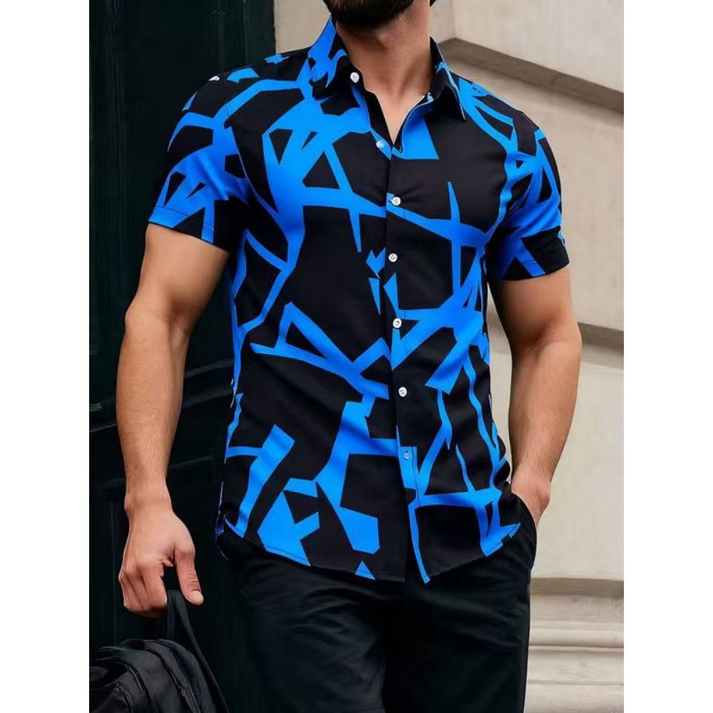 Hot Selling Summer Men's Tops, Fashionable Casual Shirts, Digital Printed Short Sleeved Shirts