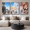 Lumine Genshin Impact Painting Calligraphy 3 PCS Canvas Wall Art for Living Room Bedroom Prints Decor Modern Wall Decals