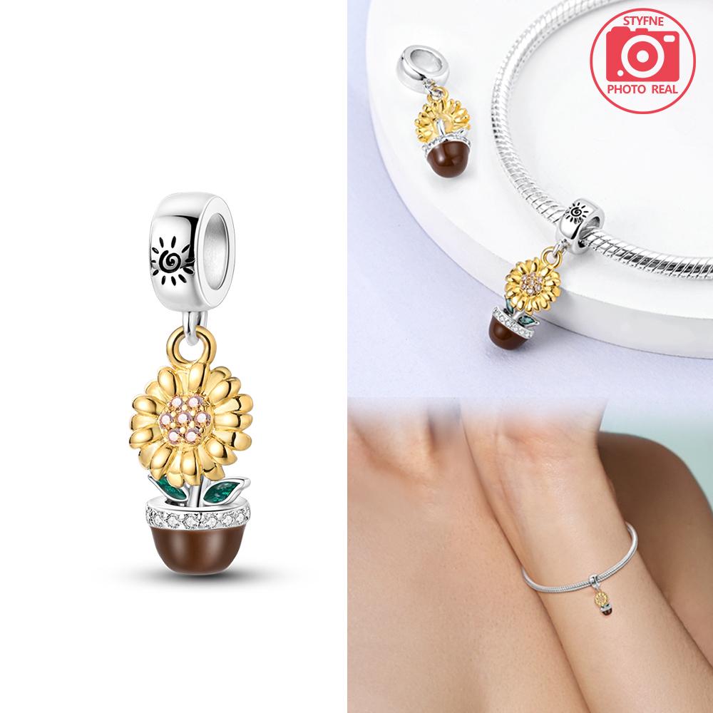 Copper Colour Sunflower Pendant Fit Charms Copper Colour Original Bracelet For Jewelry Making