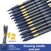 12 buc./set Art Manga Contur stilou Pigment Liner Micron Pen Marker Fine Liner Ac Pen pentru Schiță Pensule Papetarie Articole pentru Artă