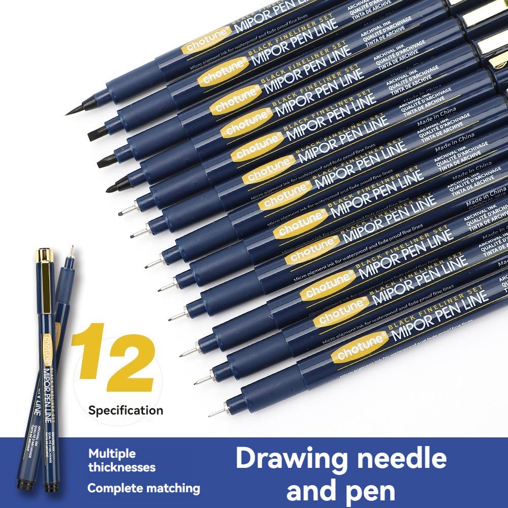 12 buc./set Art Manga Contur stilou Pigment Liner Micron Pen Marker Fine Liner Ac Pen pentru Schiță Pensule Papetarie Articole pentru Artă