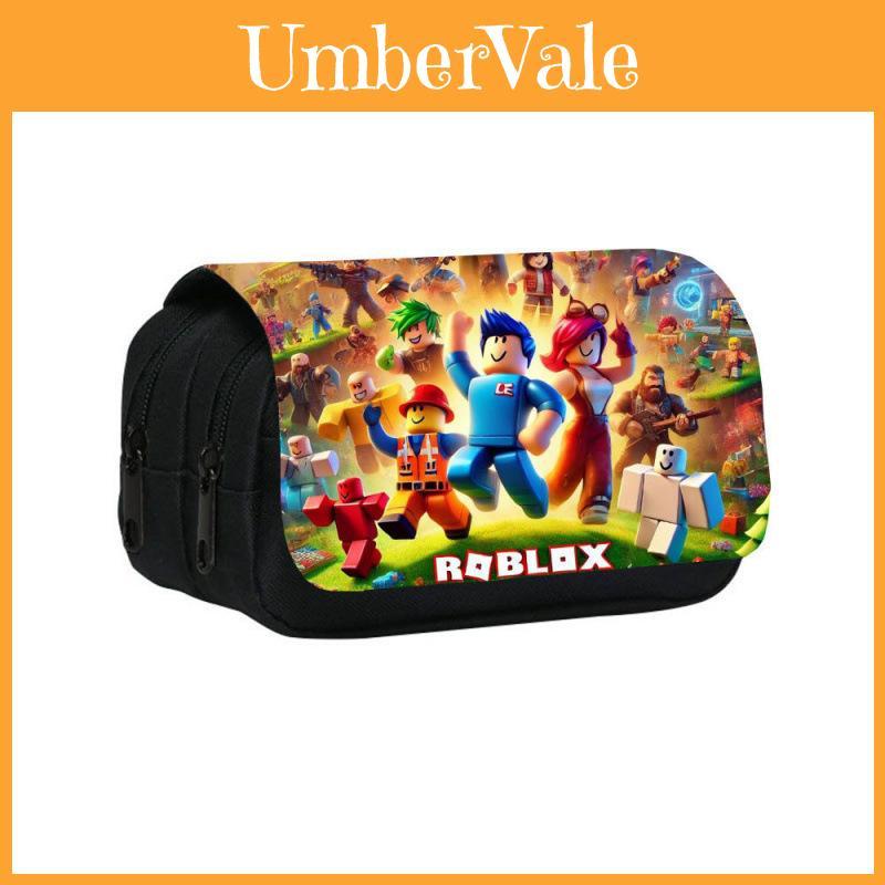 Roblox Game Characters Print Student Double Layer Stationery Storage Bag For Middle School Students