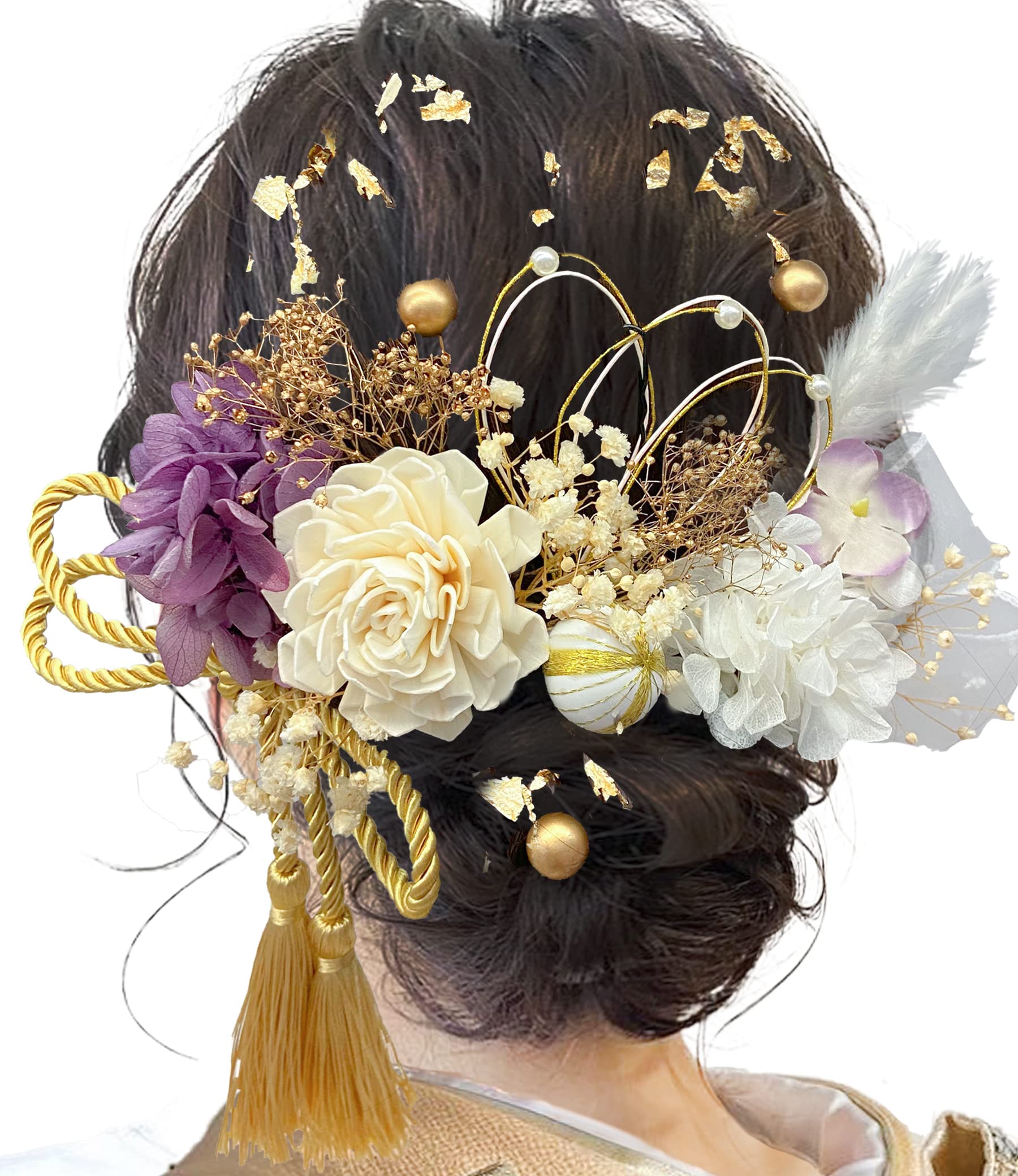 

JZOON Церемониальное украшение для волос с хвостом гортензии, солнечным античным жемчугом, золотым листом и идеально подходящее для выхода и элегантное и стильное для и другого продукта