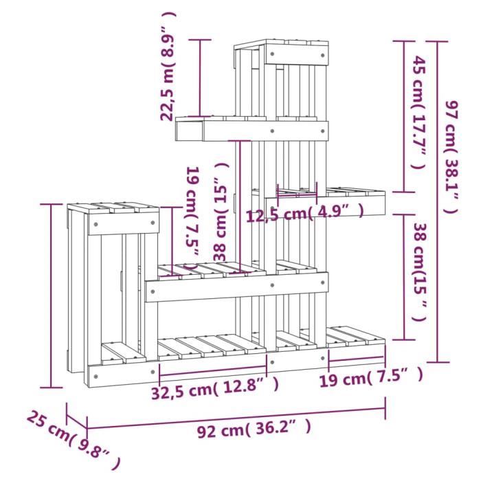 VidaXL Plant Stand White 92x25x97 Cm Solid Pine Wood 822103