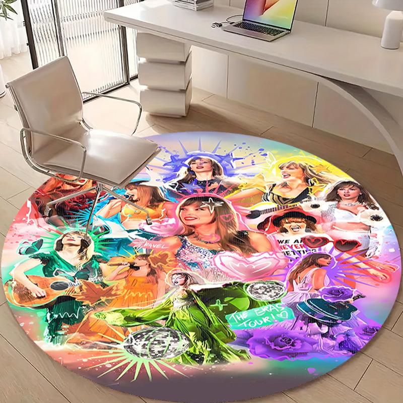 1pc Taylor Swift2 Design Printed Area Round Carpet for Bedroom Living Room Home Decor Rugs Mat Non Slip Mat Rug for Bedside