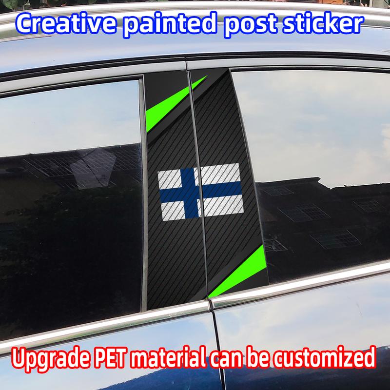 Finland Flag Car Stickers Car B-pillar Vinyl Decal Car Door Pillar Waterproof Decal Scratch-Resistant Cover DIY Modified Sticker