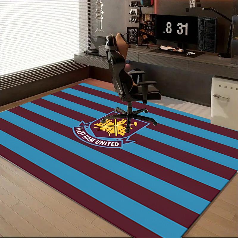 1 Stück West Ham United Teppich Spielteppich, Fußmatte für Schlafzimmer Wohnzimmer Eingangsbereich Teppich, Heimdeko Idee Geschenk für Weihnachten Geburtstag