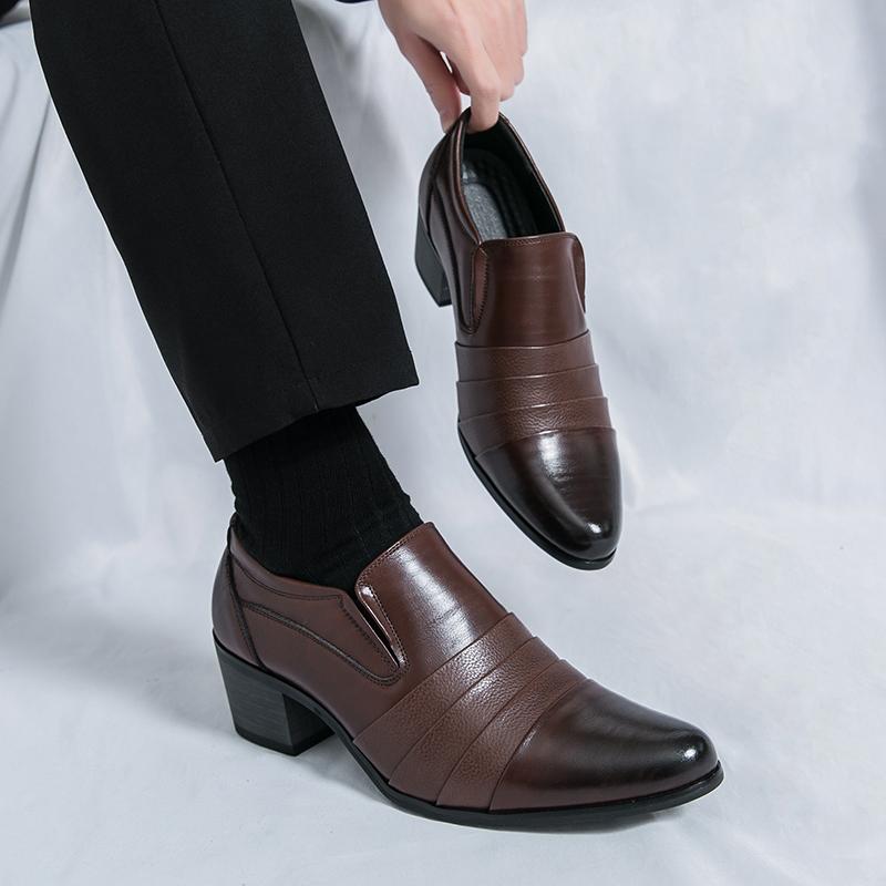 Fashion Men's Casual Leather Shoes Classic Business Formal Shoe Designer High Heel Banquet Oes Luxury Wedding Shoes for Men Dress Shoes