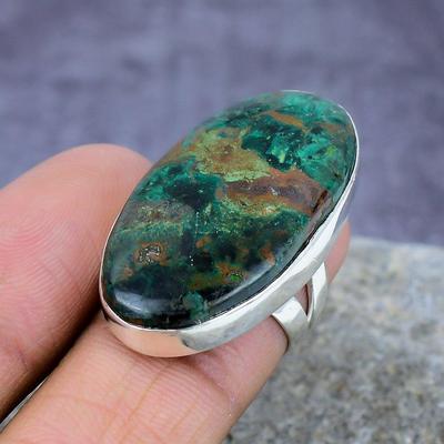 Azurite Malachite Gemstone Handmade 925 Sterling Silver Ring Wedding Jewelry All Size