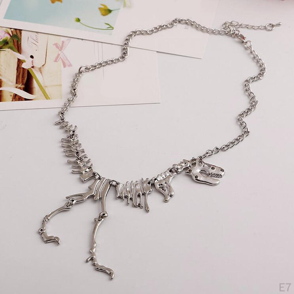 Antique Dinosaur Skeleton Choker Necklace Collar Biker Men Jewelry