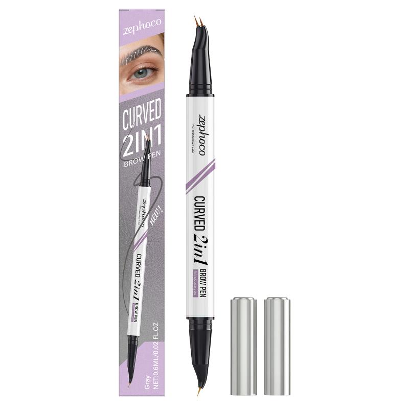 Gray Two-Pronged Curved Eyebrow Pencil Waterproof Long-lasting Natural Brow Sleeper Eyeliner Smooth And Easy To Use