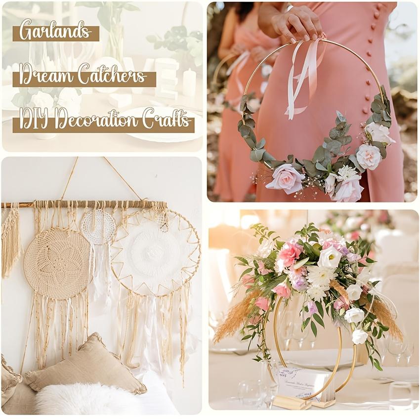10/20pcs 30.48 Cm Metal Floral Hoop Centerpiece with Wooden Stand for Table Metal Garlands Ring Stand for Centerpiece Table Decorations Wedding Decor