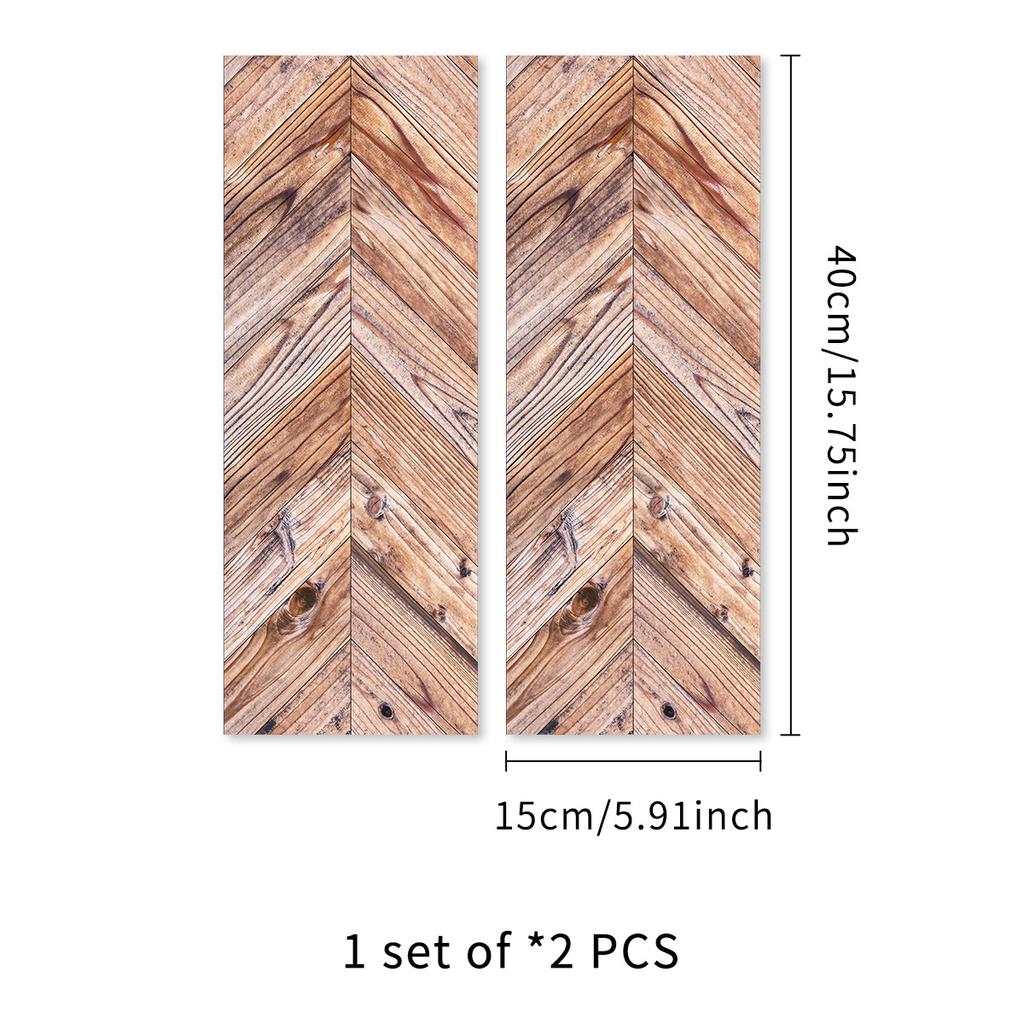 2Pcs 40X15cm PVC Wood Grain Wall Self-Adhesive Sticker Waterproof Living Room Bedroom Wall Decoration Floor Stickers
