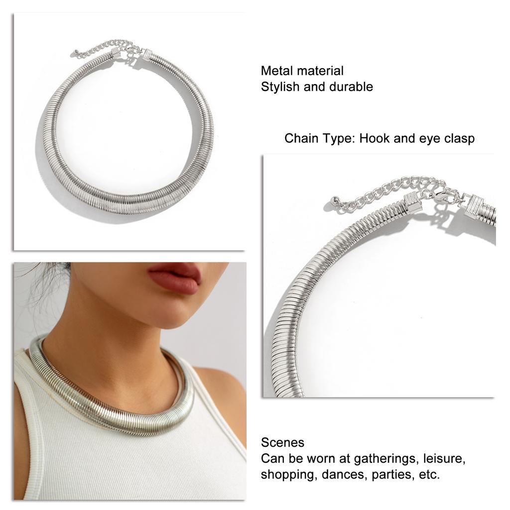 Women Snake Chain Necklace Geometric Jewelry Shiny Hook Eye Clasp Snake Chain Collar for Party