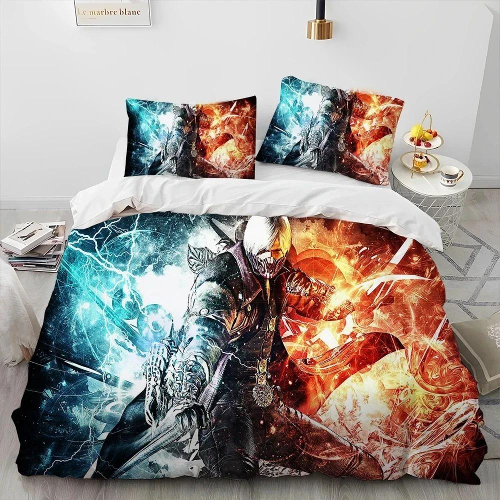 Game D-Devil May Cry DMC Gamer Bedding Set Duvet Cover Bed Set Quilt Cover Pillowcase Comforter King Queen Size Boys Adult