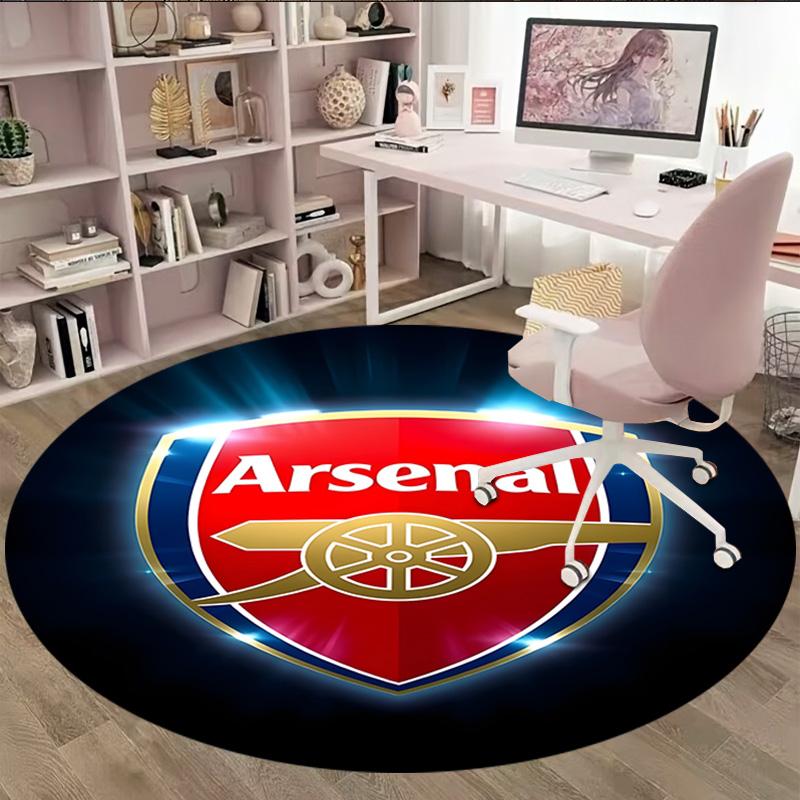 1pc A-Arsenal Carpet, Round Rug, Comfortable, Suitable for Entryways, Living Rooms, Office, And Bedrooms, Christmas Decoration