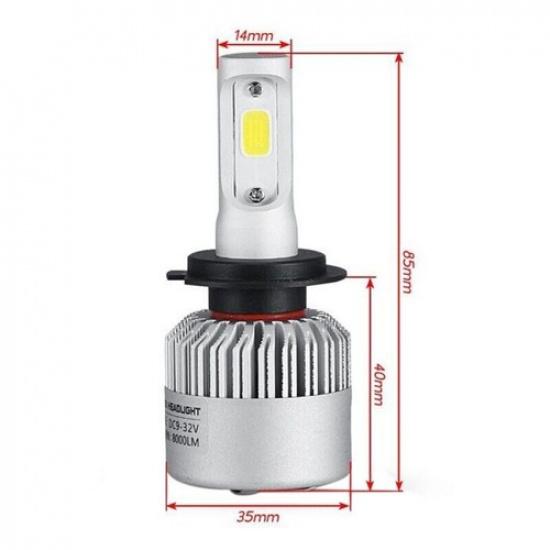 2PCS H7 LED Headlight Bulbs Lamps Dimmed Xenon Halogen Super Bright 80W 8000LM