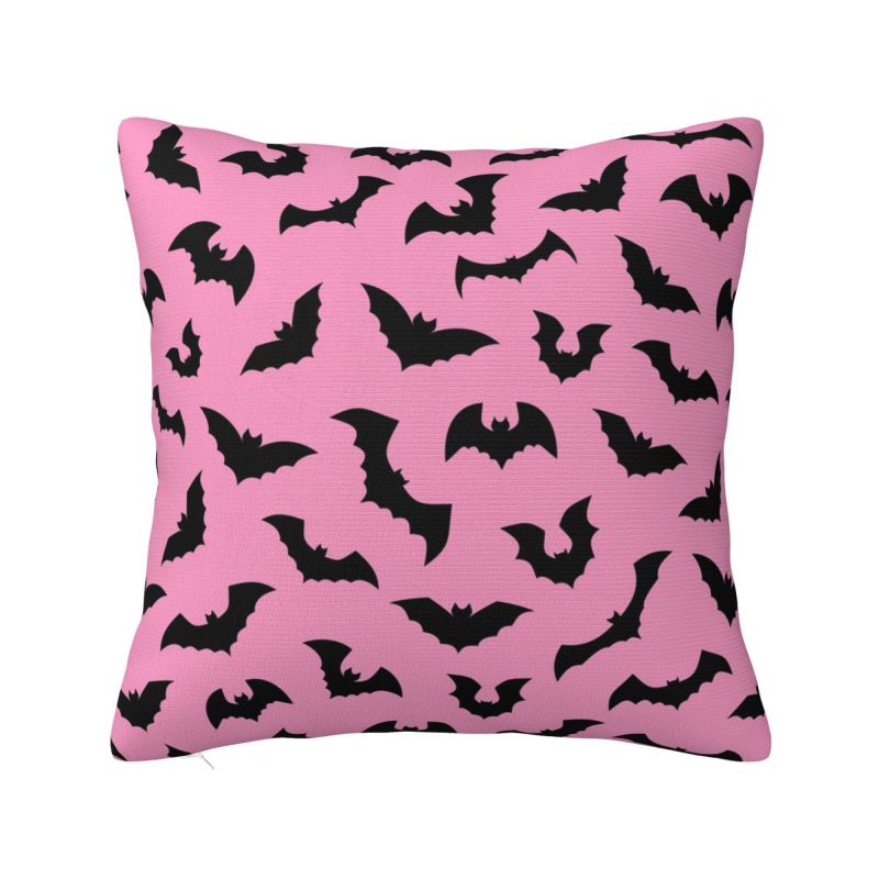 Custom Gothic Halloween Lace Bats Cushion Cover 45x45 Cm Polyester Throw Pillow Case For Sofa Living Room Decoration Pillowcase