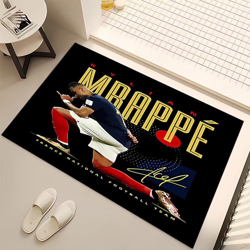 1pc Kylian Mbappé Print Area Rug - Soft, Washable Non-Slip Indoor Mat, Living Room, Home Office Decorative Rug,Office Decorative