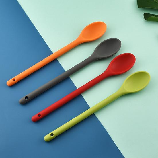 Long Handle Silicone Spoon, Heat Resistant Food Grade Stirring Spoon, Dishwasher Safe Non-stick Mixing Spoon Kitchen Utensils