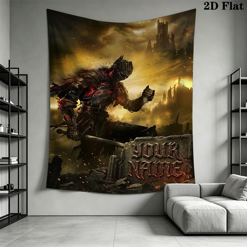 Name Custom DARK SOULS Wall Tapestry Aesthetic Wall Hanging Printed Fabric Blanket Decorative Tapestries for Bedroom Living Room Home Decor