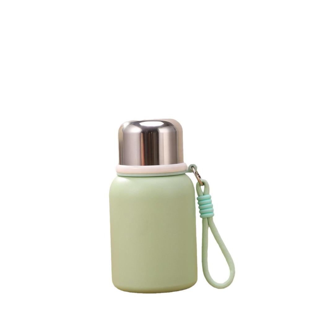 Compact Stainless Steel Flip-Top Insulated Bottle with Lanyard - Ideal Gift for Students