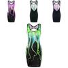 Women Summer Delicate Sleeveless Cut Out Octopus Print Mini Dress With Lace Stitching