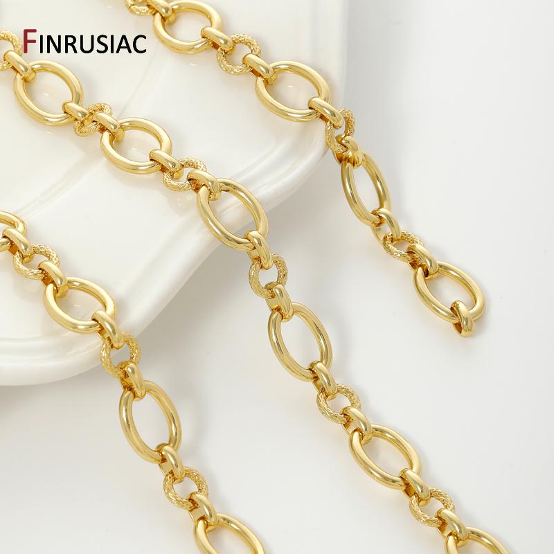 18K Gold Plated Brass Heavy Large Oval Chain,10*13.2mm Chunky Punk Cable Chain for DIY Jewelry Necklace Making Accessories
