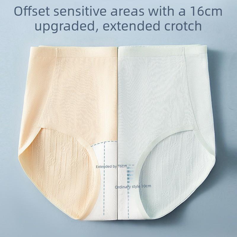 Plus Size Women's New Note Jacquard Pure Cotton Non Scratch Extended Crotch High Waist Triangle Briefs