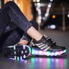 Kid's Rechargeable Roller Skates Double Roller Skates Men/Women LED Lighting Shoes Sneakers Kids Glowing Sneakers