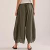 Women's Casual Wide Leg Pants Elastic Waistband Drawstring Bottom Hem Lace Trim Palazzo Trousers for Everyday Wear
