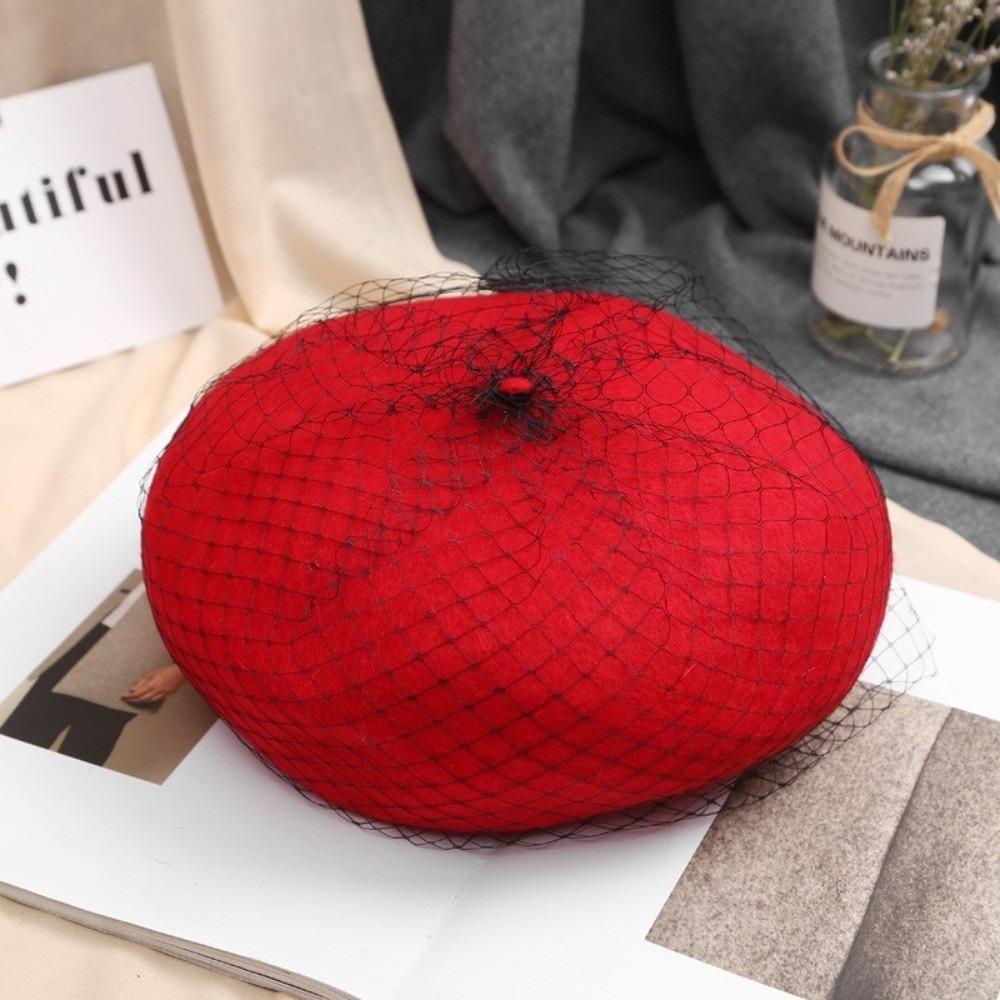 French Style Painter Hat Net Beanie Cap Vintage Mesh Wool Beret  Girl