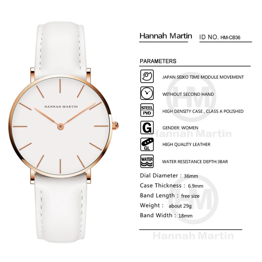 Ladies Watch Waterproof 36mm Dial Design Simple and Versatile Watch