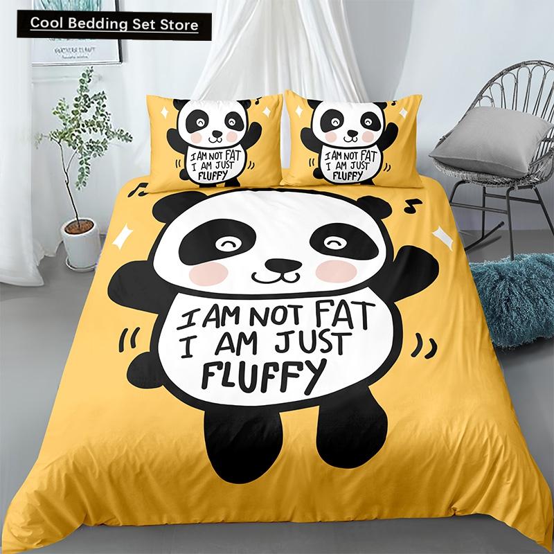 Panda Printed 2/3pcs Bedding Set Bamboo Duvet Cover for Adult Child Bedclothes and Pillowcases Comforter Covers Bed Sets King