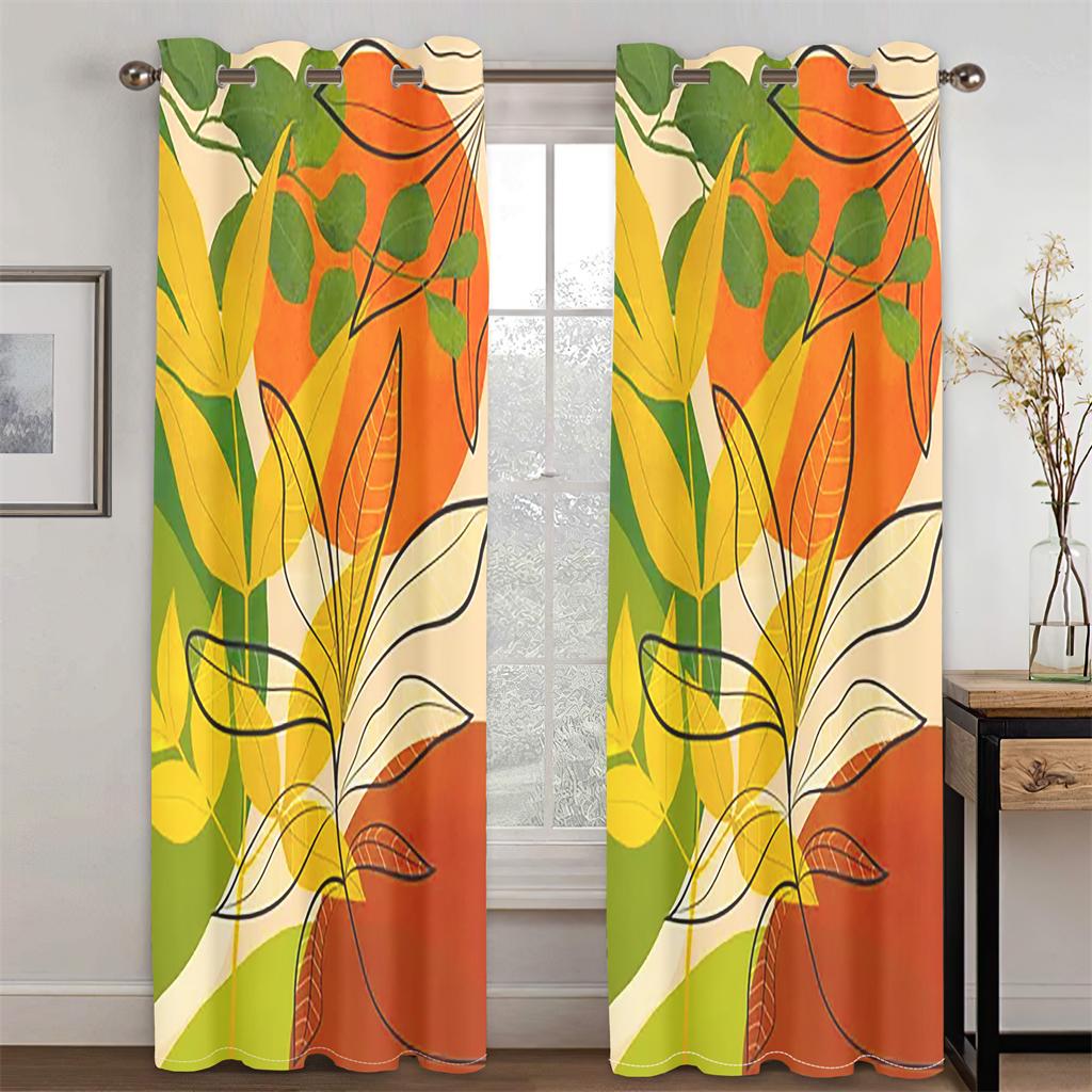 3D Abstract Art Geometric Design Flowers Simple Style Curtains 2 Panels Living Room Bedroom Window Curtain Decoration
