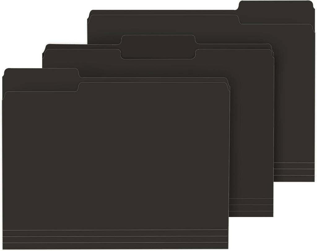 File Folder, 20 Pack File Folder, 1/3 Cut Tab, Letter Size, Filing Folder for Office School Business, Black