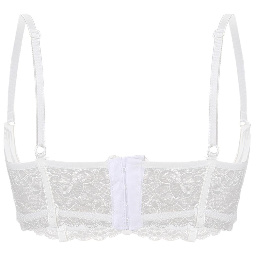 Damen Floralspitze Bügel-BH Lackleder-Körbchen Verstellbare Träger Zarte Lingerie Hochzeitsgeschenk