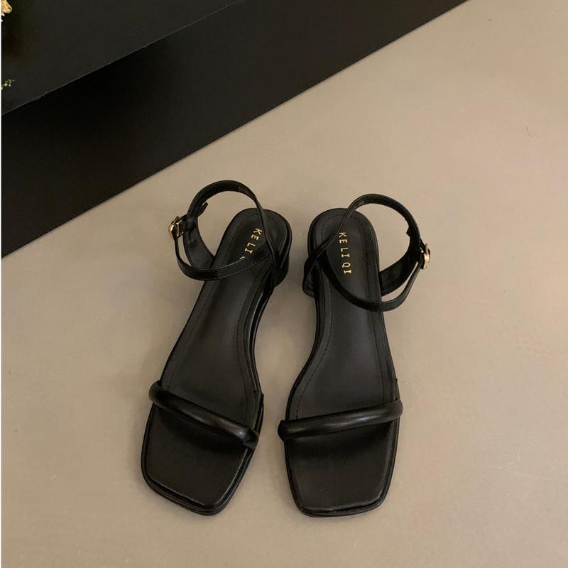 

Fashion Bailamos Summer Women Slipper Fashion Narrow Band Ladies Casual Sandal Shoes Square Low Heel Outdoor Dress Gladiator Shoes 39 чёрный