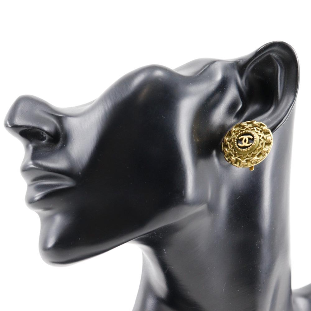 Chanel COCO Mark Earring Vintage Plated Gold 14.5g Women Used